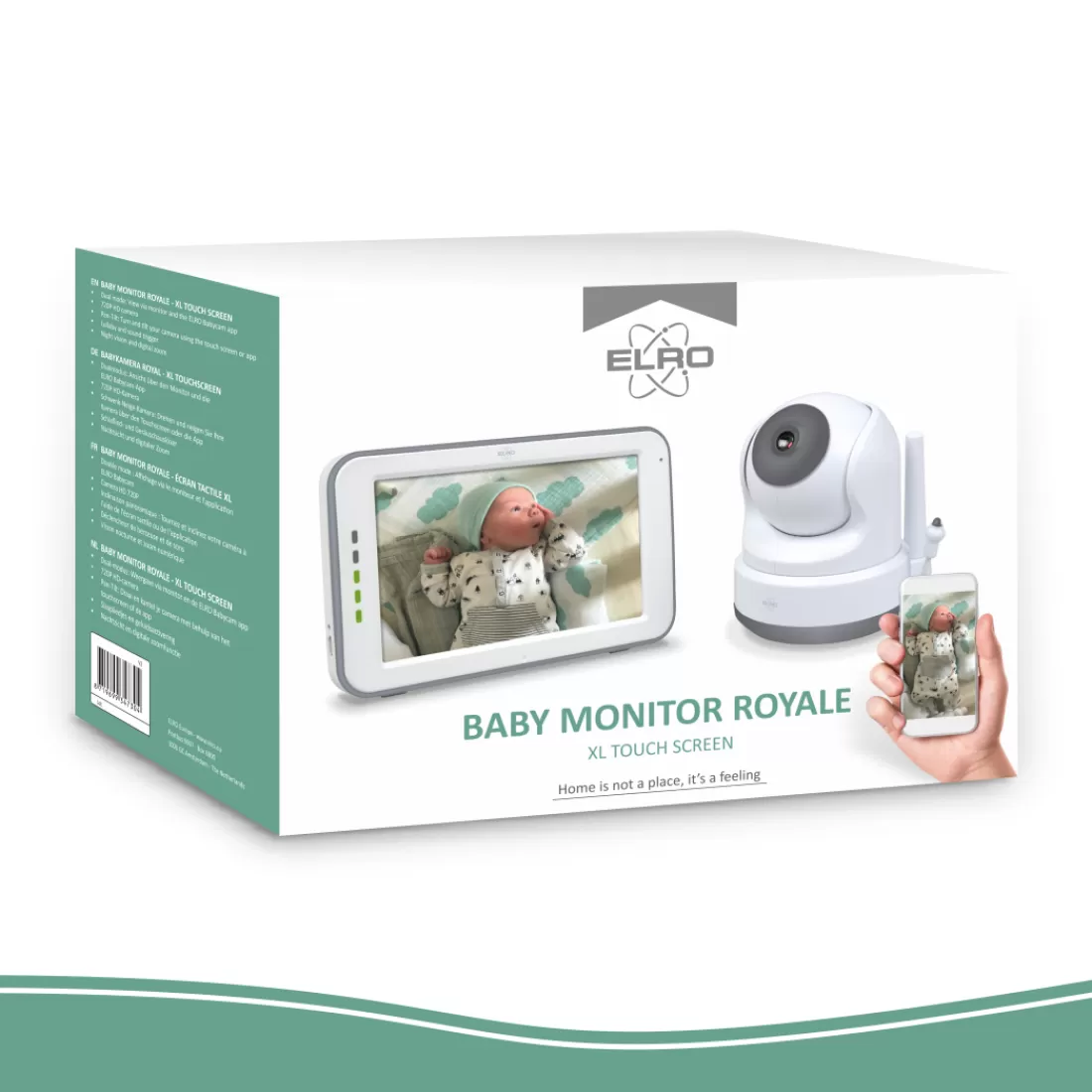 Babyfoon met monitor*ELRO Baby Monitor Royale Hd Babyfoon Met 12,7 Cm Touchscreen En App - Met Twee Extra Babyfoons (Bc3000-3)
