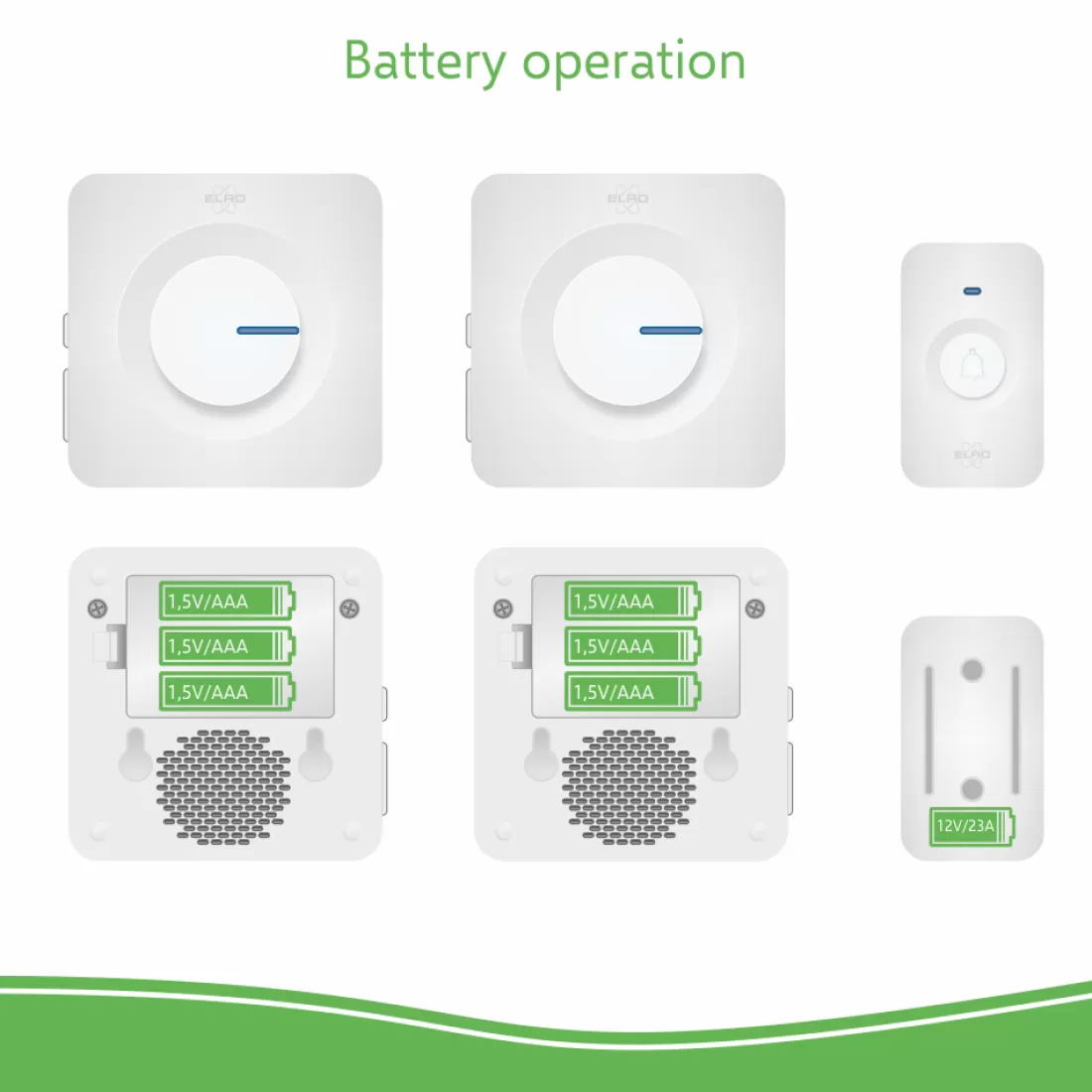 Deurbel*ELRO Draadloze Deurbel Set – Met 2X Ontvanger Op Batterij - Wit (Db3000-P1C2W)