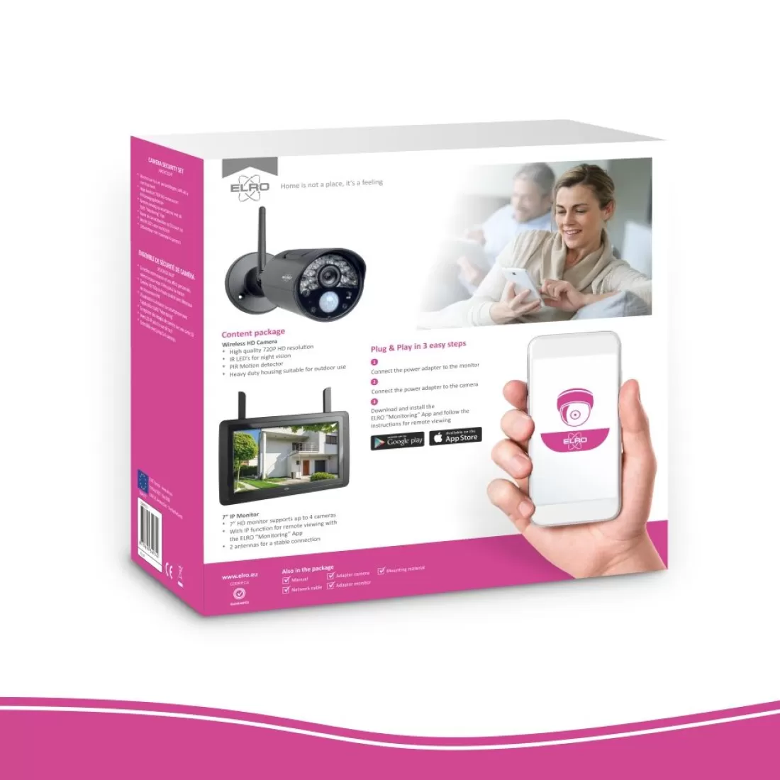 Draadloze camera's*ELRO Draadloze Hd Beveiligingscamera Set Met 7" Scherm En App (Cz30Rips)