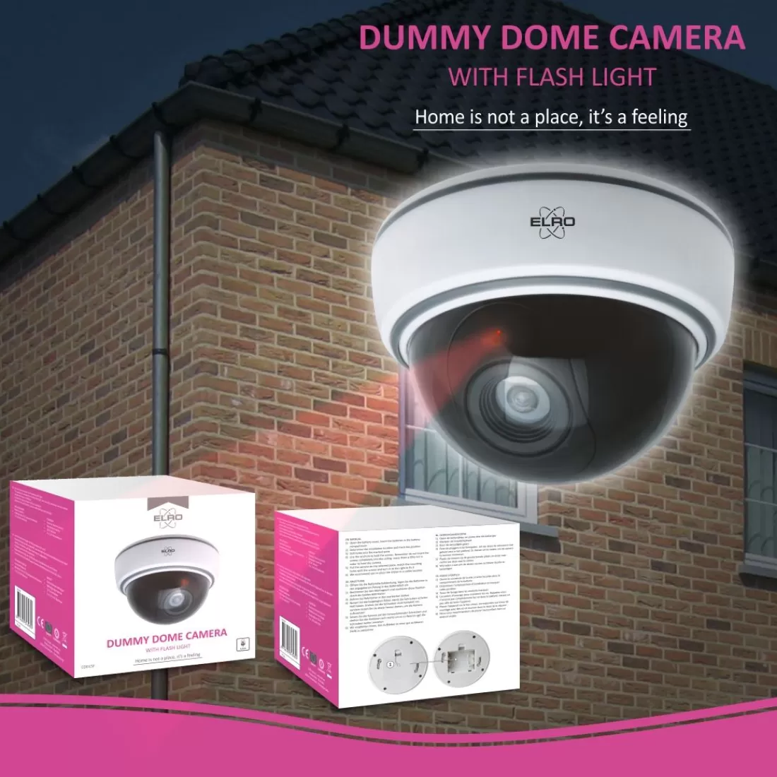 Dummy camera met led*ELRO Indoor Dummy Dome Camera Met Flash Light - 4 Pack (Cdd15F)
