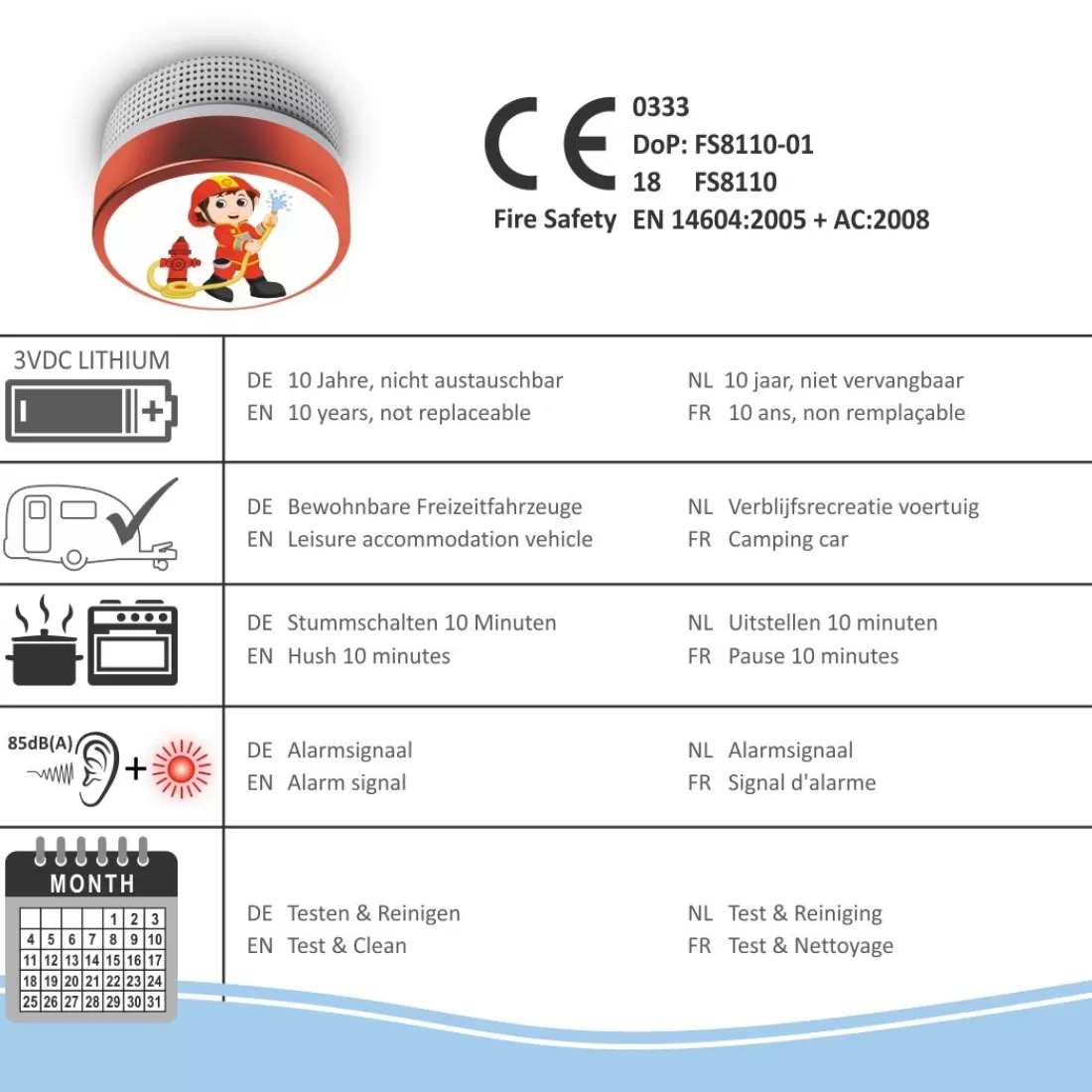 Rookmelders*ELRO Kids Rookmelder Brandweerman Met 10 Jaar Batterij (Fs8110)