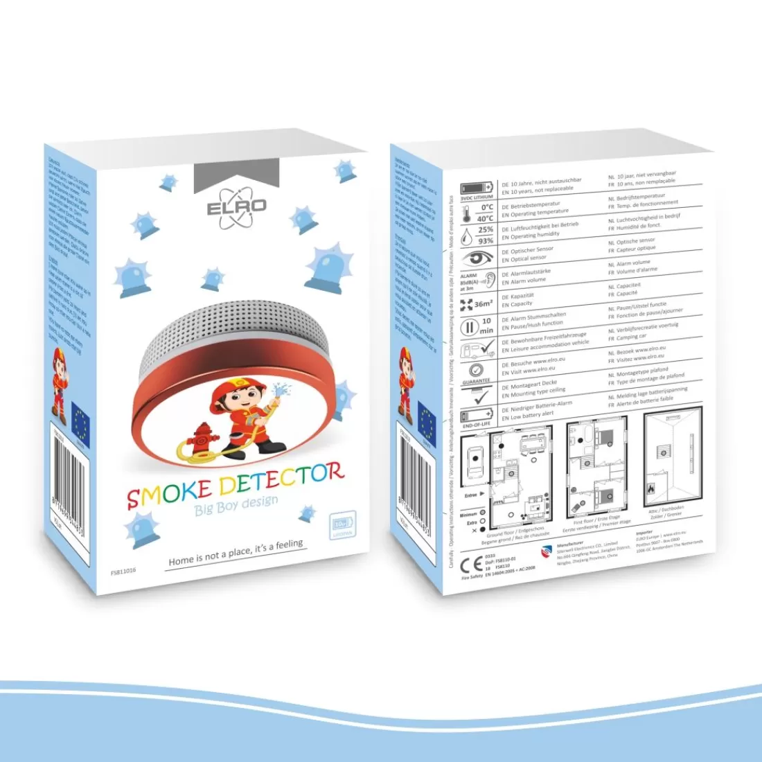 Rookmelders*ELRO Kids Rookmelder Brandweerman Met 10 Jaar Batterij (Fs8110)