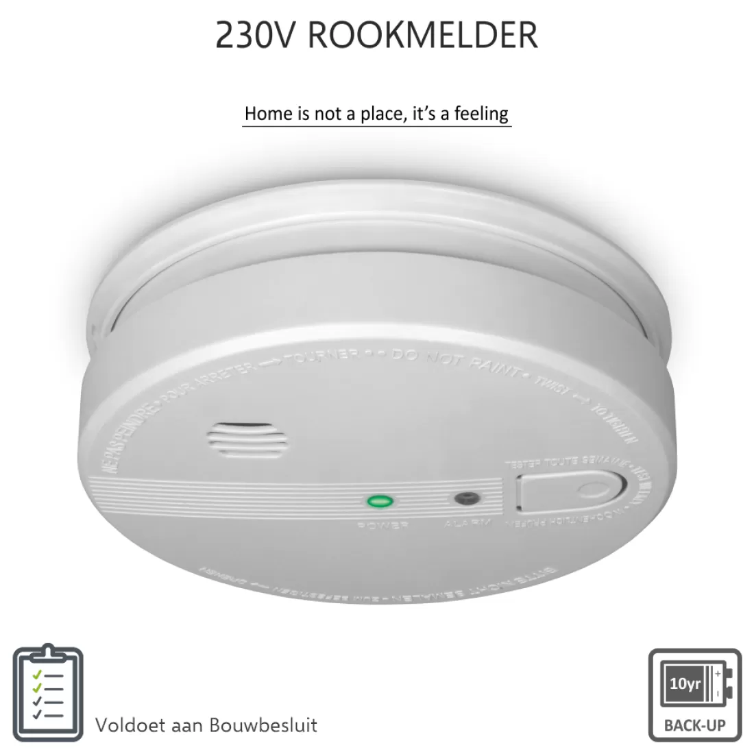 Koppelbare rookmelders | Rookmelders*ELRO Rookmelder 230V Koppelbaar - 10 Jaar Back-Up Batterij (Fs1110P)
