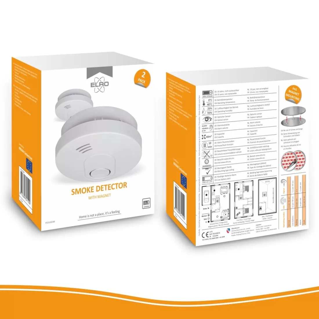 Rookmelders*ELRO Rookmelder Met 10 Jaar Batterij En Magneet Montage - 2 Pack (Fs1510M)