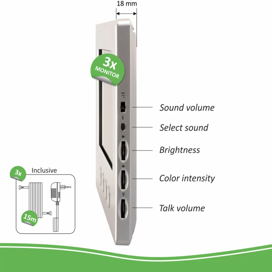 Video deur intercom | Deurintercom met camera*ELRO Video Deur Intercom - 3 Appartementen - Met 3 X 7 Inch Kleurenscherm (Dv477W3)